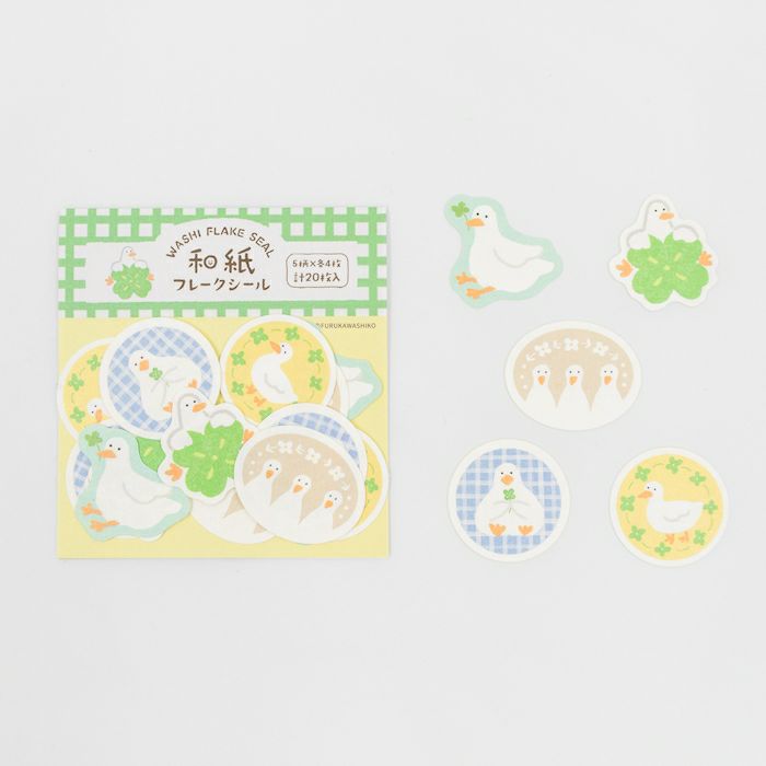 Furukawashiko Flake Stickers - Clover and Ducks