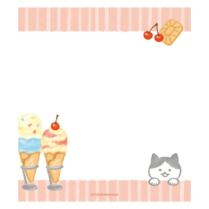 Furukawashiko Memo Pad - Cat and Ice Cream
