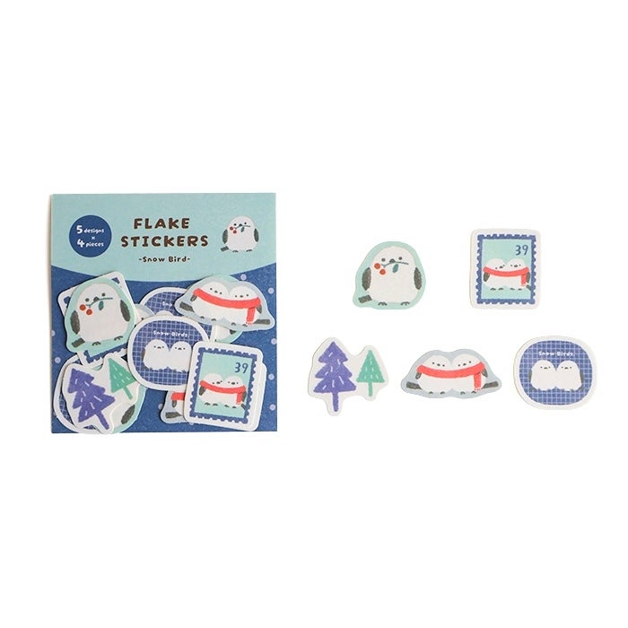 Furukawashiko Flake Stickers - Snow and Bird