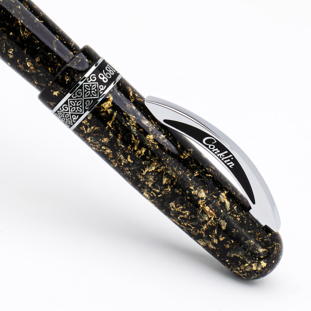 Conklin 1898 Solaris Fountain Pen - Black w/ Chrome Trim