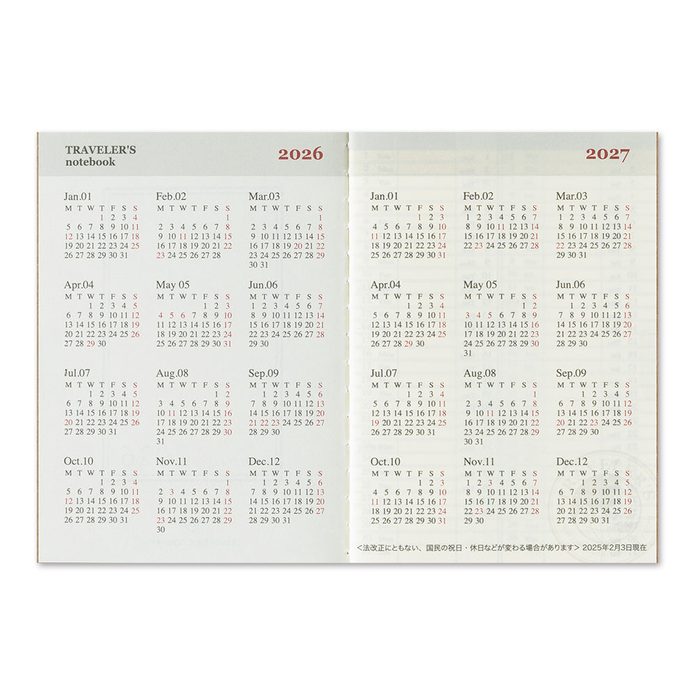 Traveler's Weekly Diary - Passport Size