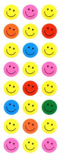 Okuyama & Co Transfer Stickers - Sparkly Multi-Color Smiley Faces