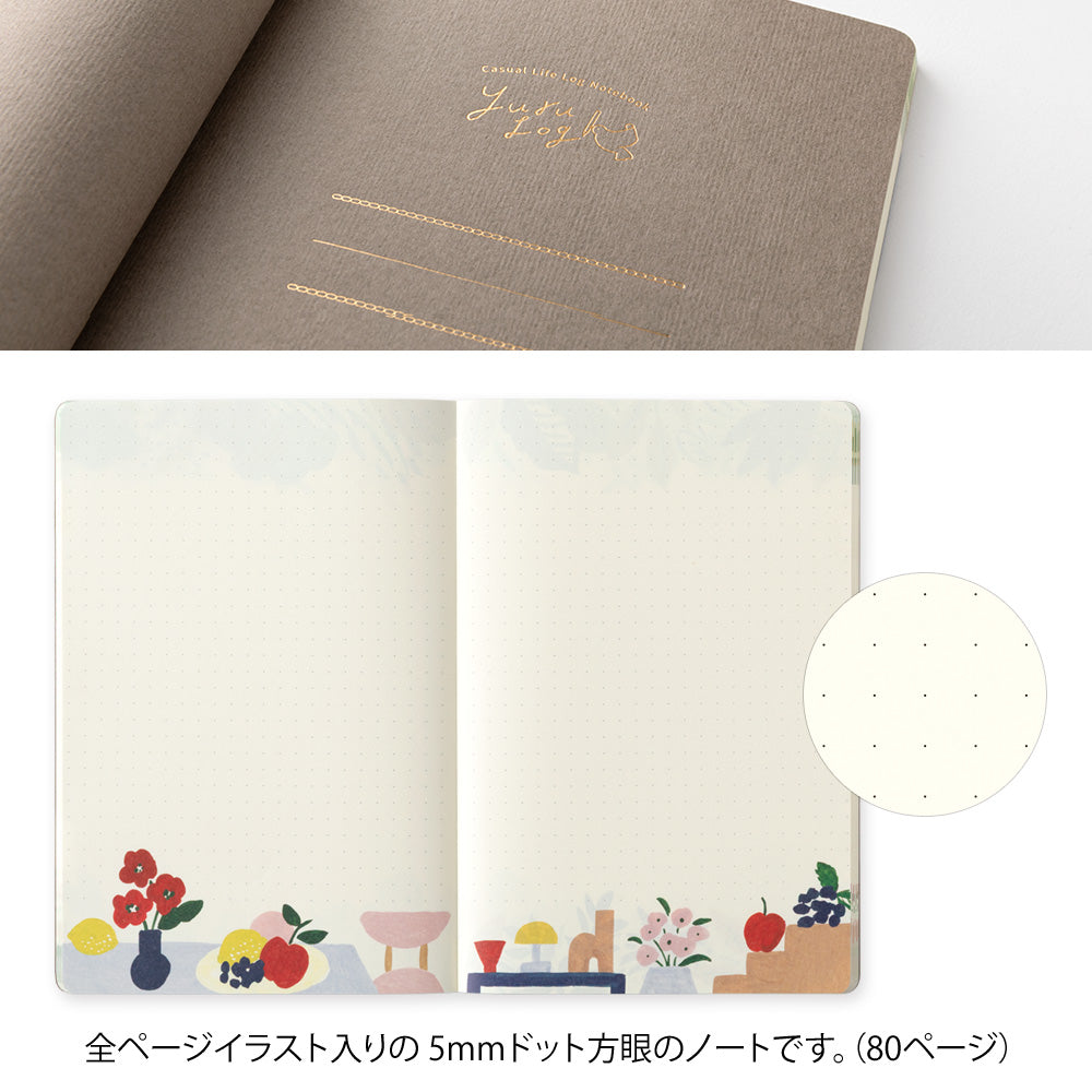 Midori Yuru Log Notebook B6 - Motif Textile