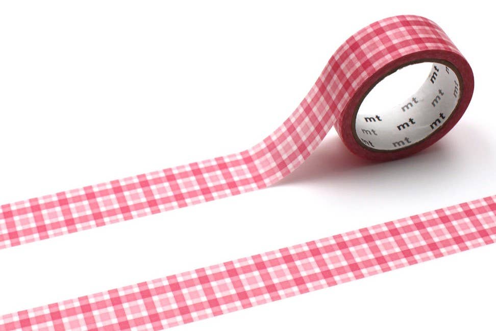 MT Washi Tape - Overlapped Wide Gingham Check Pink