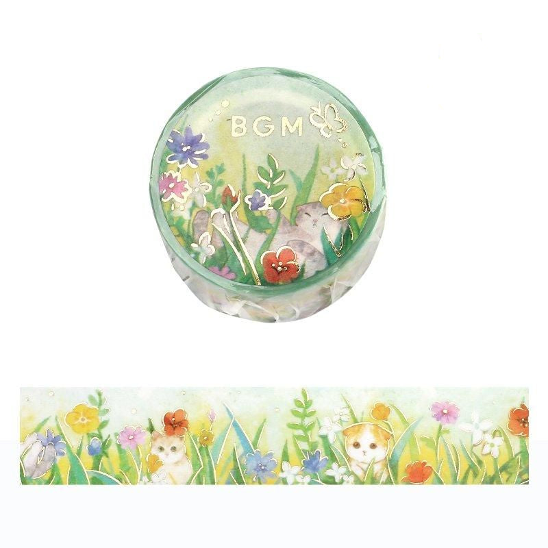 BGM Washi Tape - Flowers & Cats - Late Afternoon Kitty