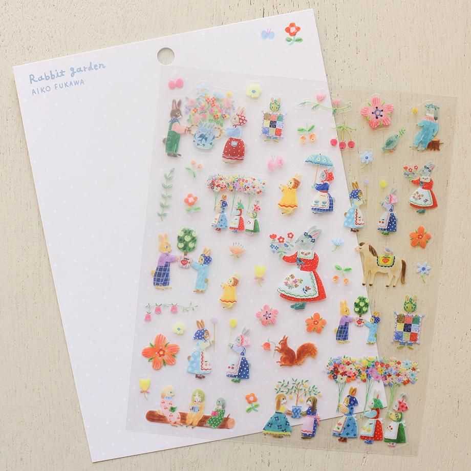 Hyogensha Cozyca Aiko Fukawa Sticker Sheet - Rabbit Garden