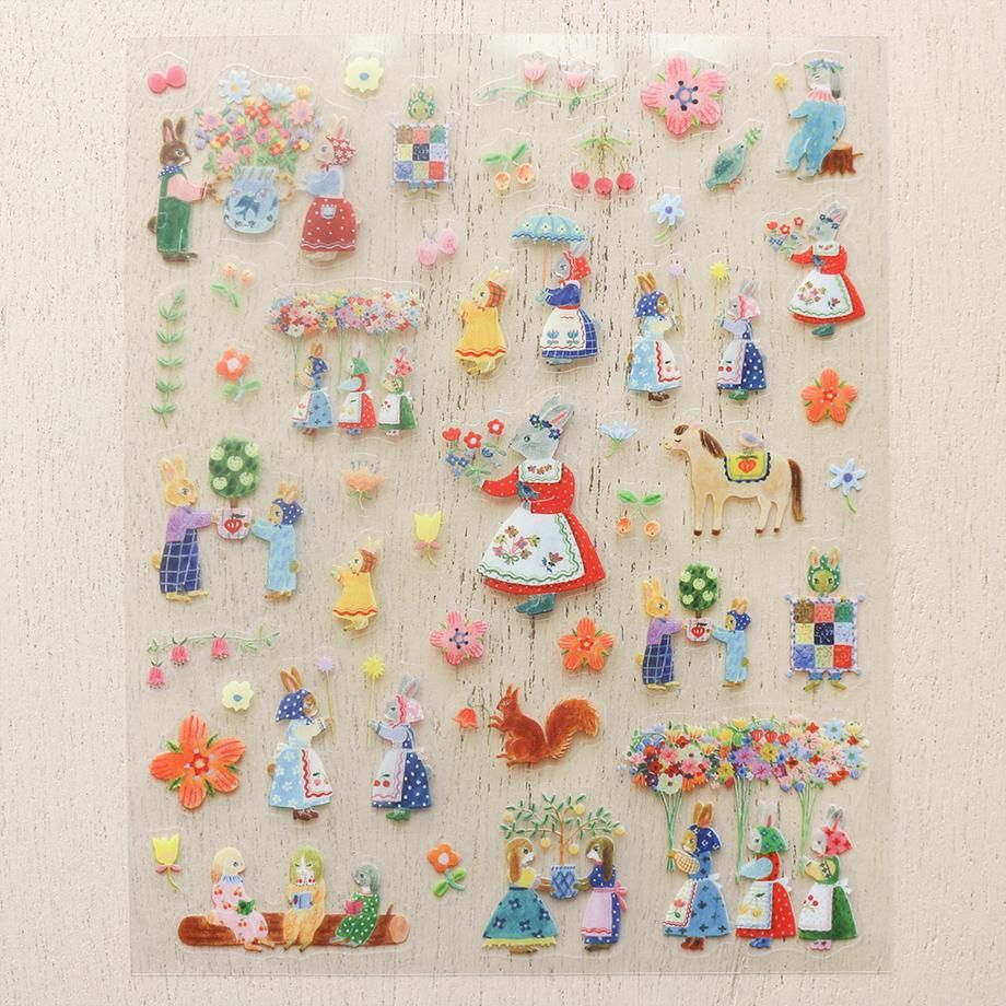 Hyogensha Cozyca Aiko Fukawa Sticker Sheet - Rabbit Garden