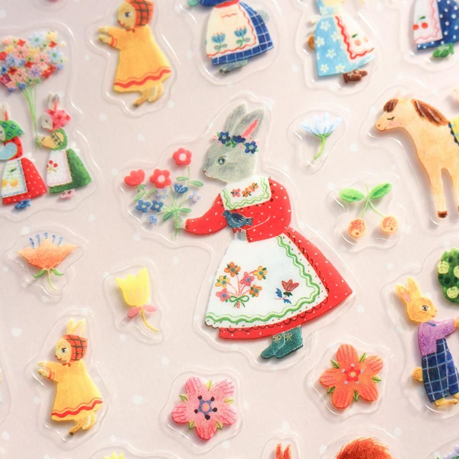 Hyogensha Cozyca Aiko Fukawa Sticker Sheet - Rabbit Garden
