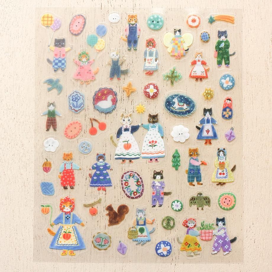 Hyogensha Cozyca Aiko Fukawa Sticker Sheet - Cats and Buttons
