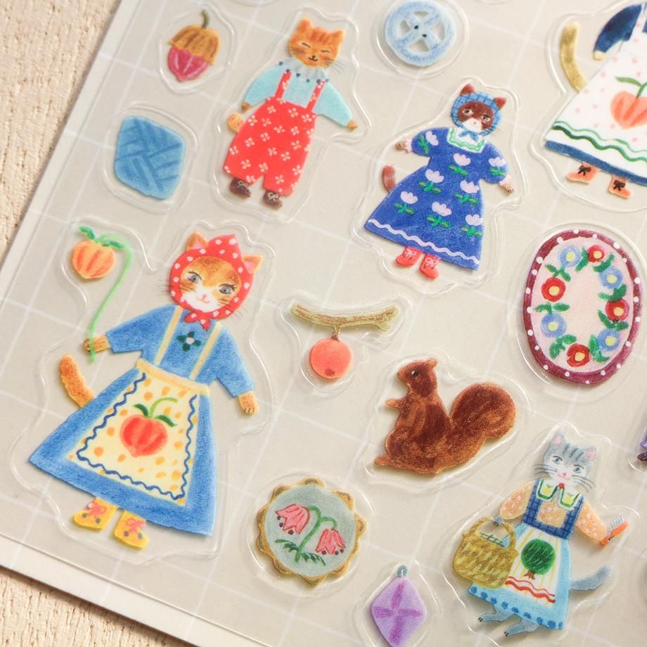 Hyogensha Cozyca Aiko Fukawa Sticker Sheet - Cats and Buttons