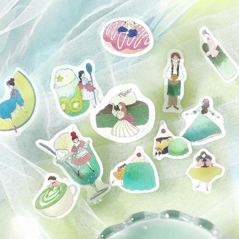 BGM Planner Sticker Flakes - A Girl and a Coffee Shop - Melon Cream