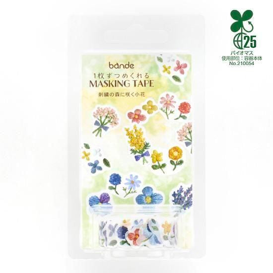 Bande Washi Tape Sticker Rolls - Small Flowers Blooming in the Embroidered Forest