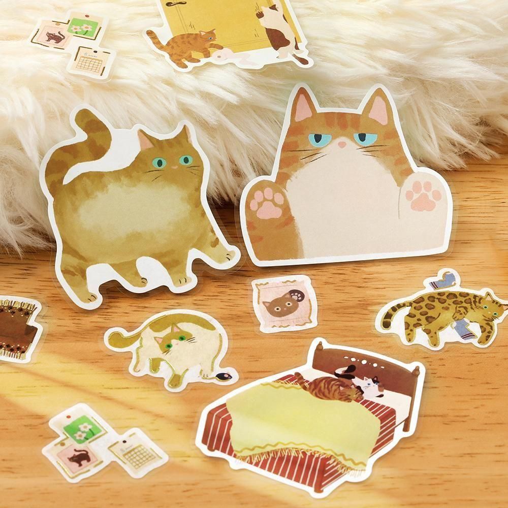 BGM Memo Stickers - Cat Diary - Yellow
