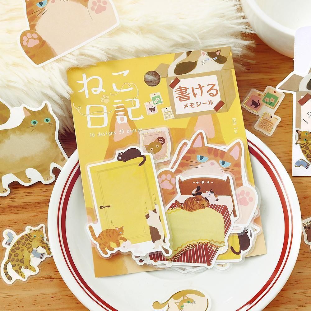 BGM Memo Stickers - Cat Diary - Yellow