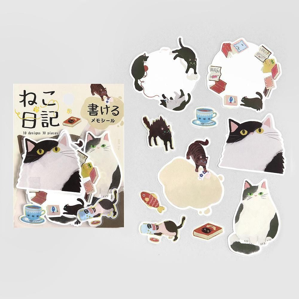 BGM Memo Stickers - Cat Diary - Black