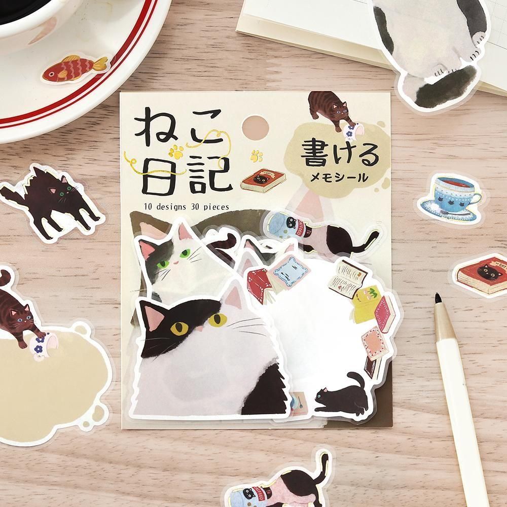 BGM Memo Stickers - Cat Diary - Black