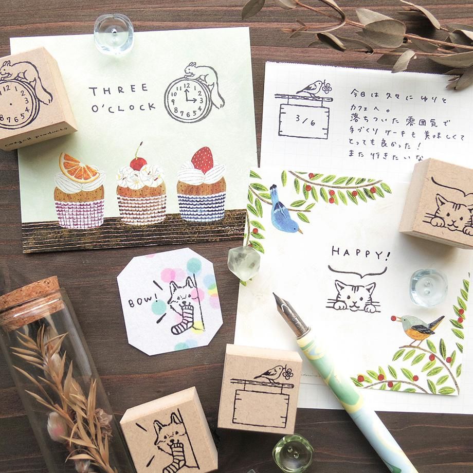 Hyogensha Cozyca Midori Asano Stamp - Signboard and Bird
