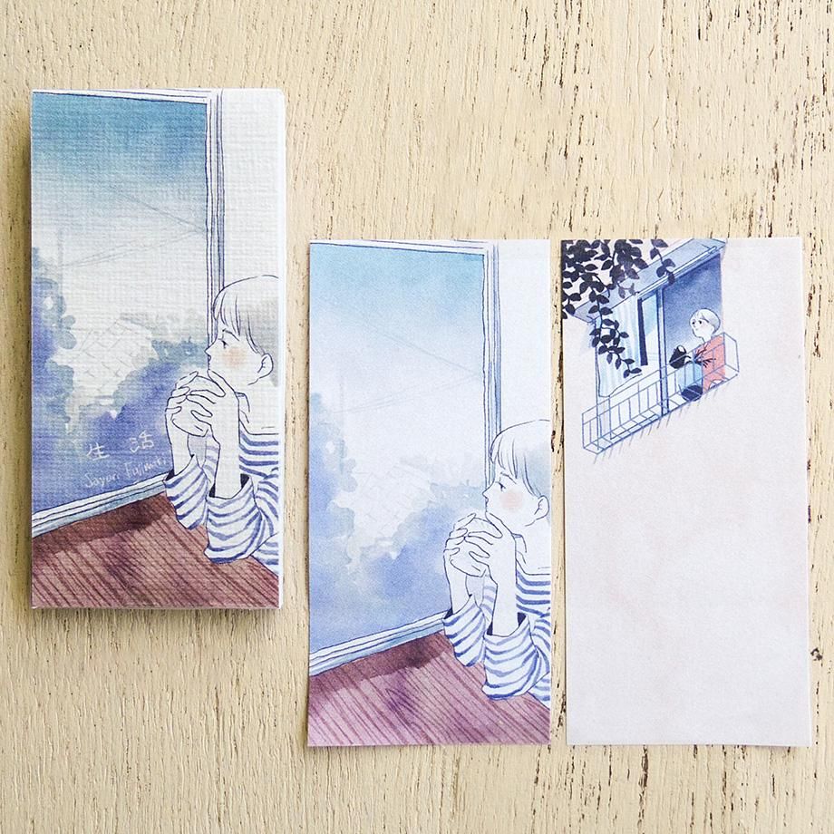 Hyogensha Cozyca Sayuri Fujimaki One-Line Sticky Notes - Travel & Life