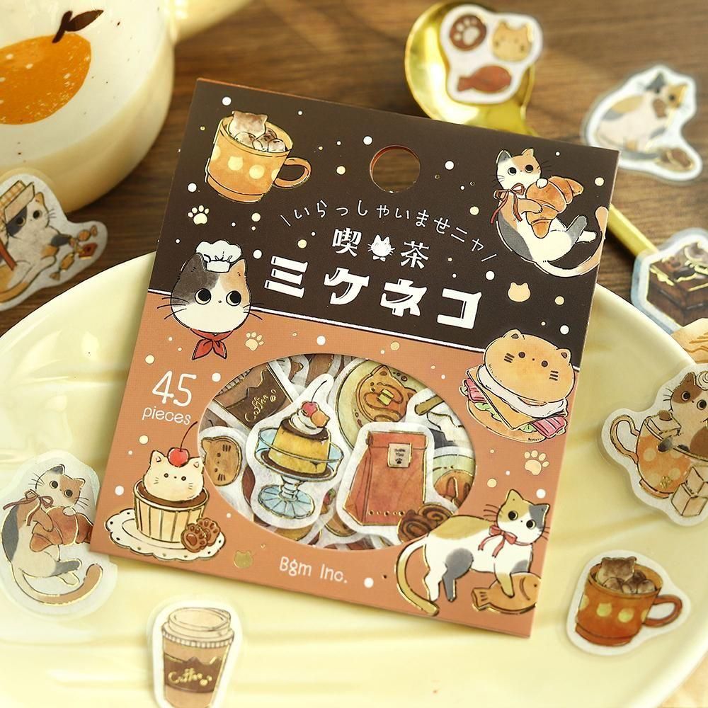 BGM Flake Stickers - Welcome Meow - Cafe Mikeneko