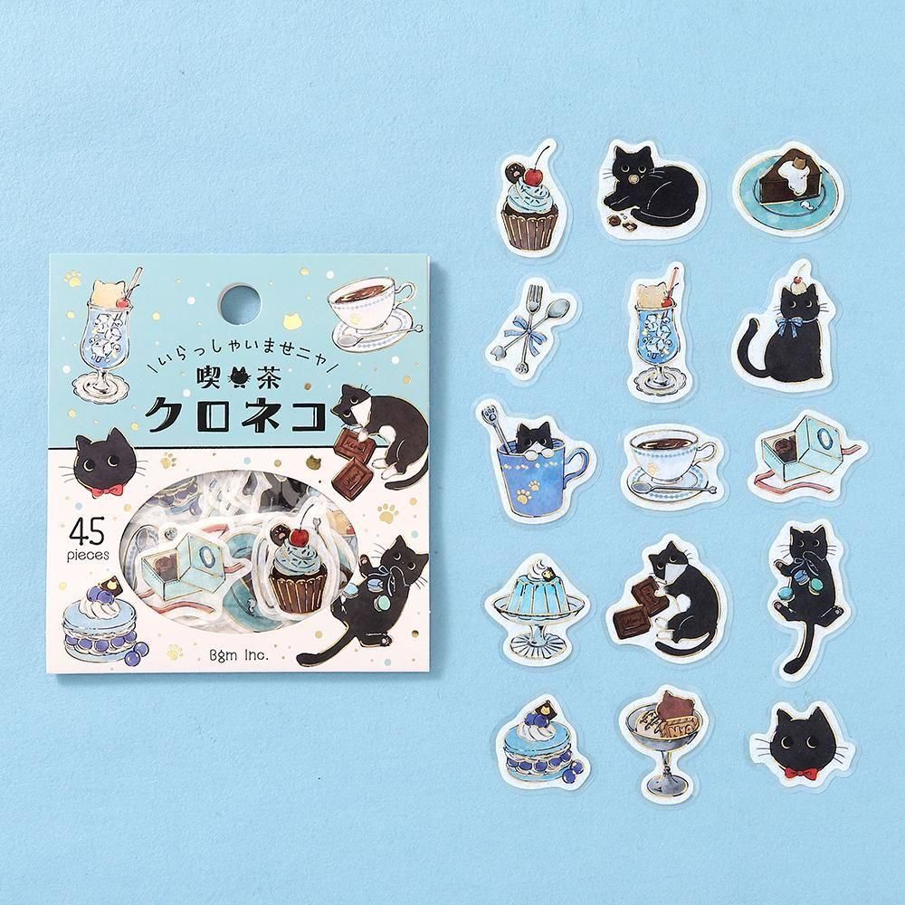 BGM Flake Stickers - Welcome Meow - Cafe Kuroneko