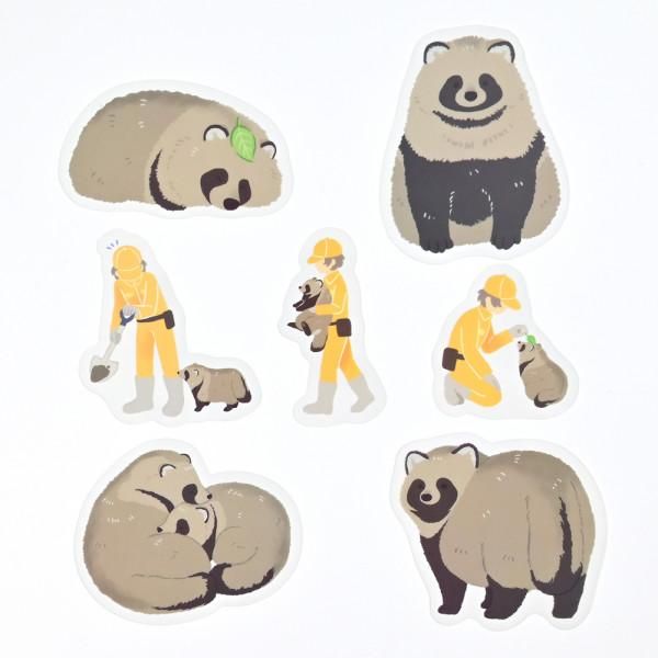 NB ZOOm in Animals Flake Stickers - Tanuki