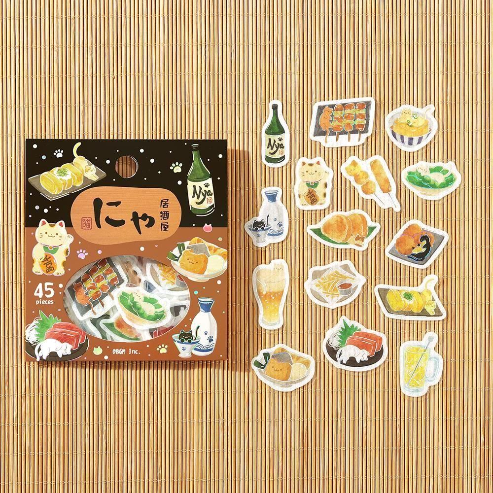 BGM Flake Stickers - Let's Eat, Meow! - Izakaya Nyan
