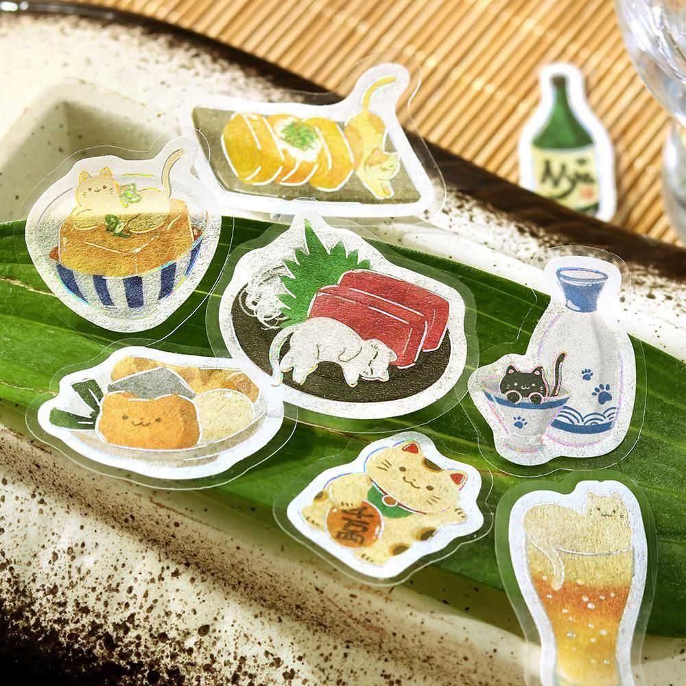 BGM Flake Stickers - Let's Eat, Meow! - Izakaya Nyan