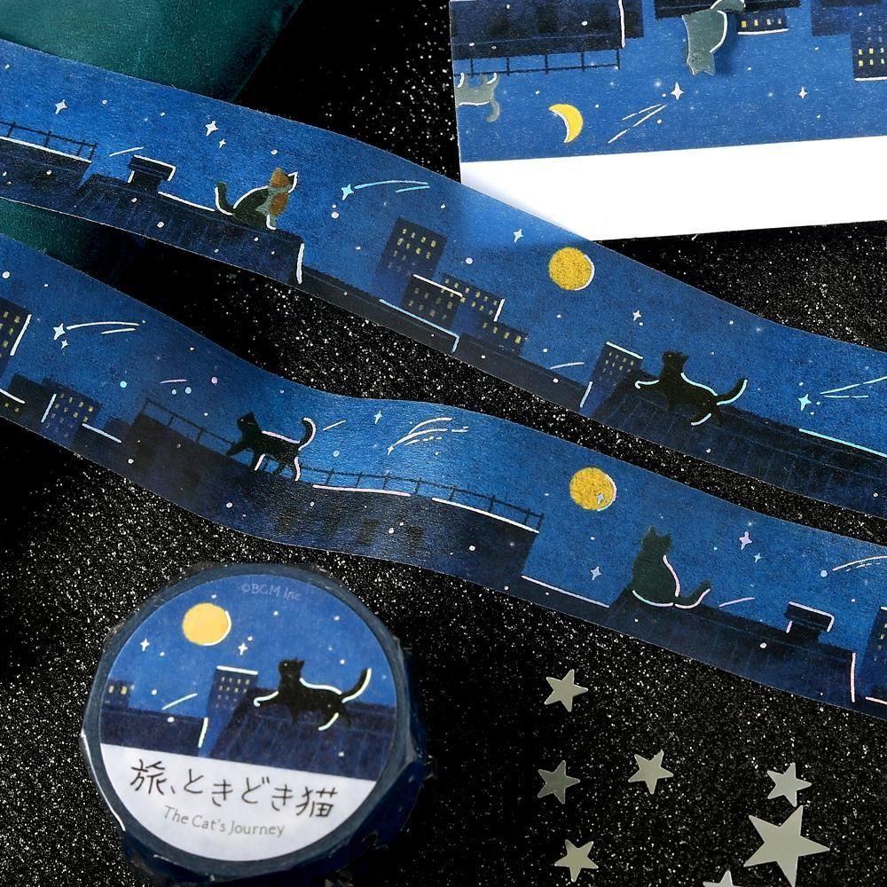 BGM Washi Tape - Travel, Sometimes Cats - A Late Night When Stars Fall