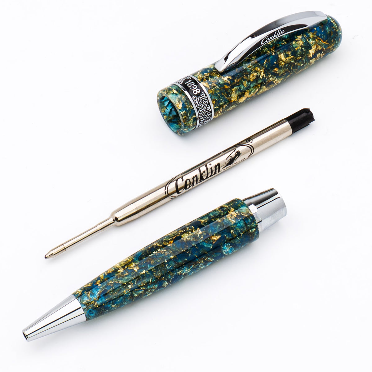 Conklin 1898 Solaris Ballpoint Pen - Blue w/ Chrome Trim