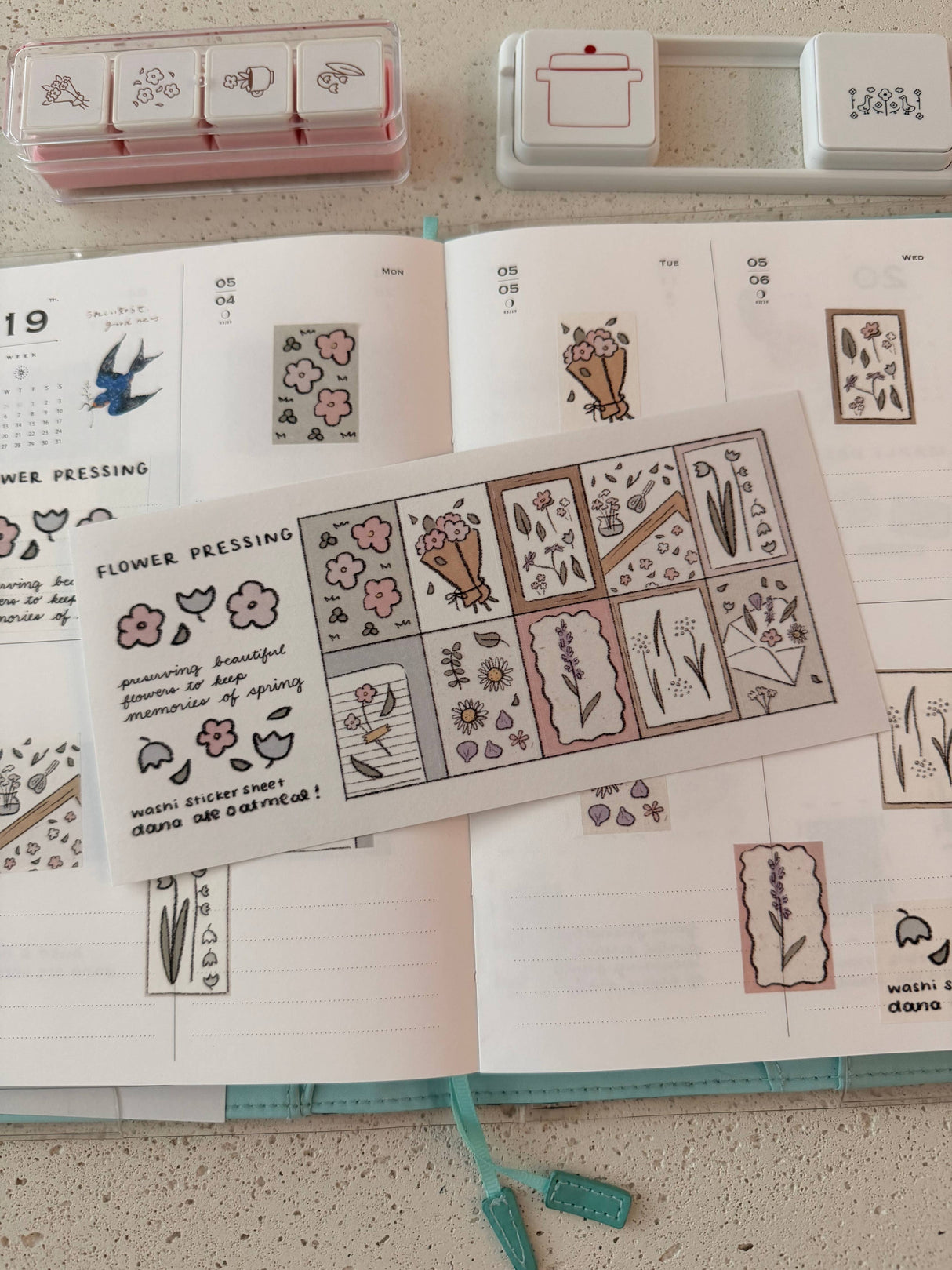 dana ate oatmeal! Flower Pressing Washi Sticker Sheet
