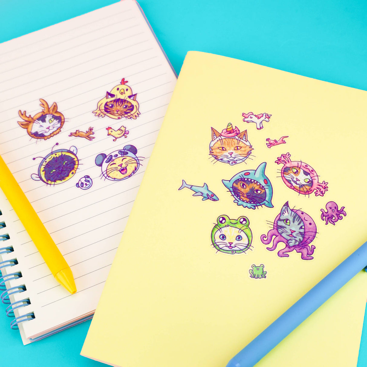 Cosplay Cats Cute Anime Art Stationery Vinyl Sticker Sheet