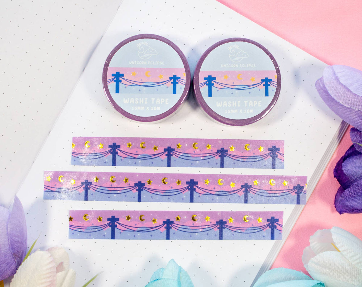 Unicorn Eclipse Powerlines Gold Foil Washi Tape