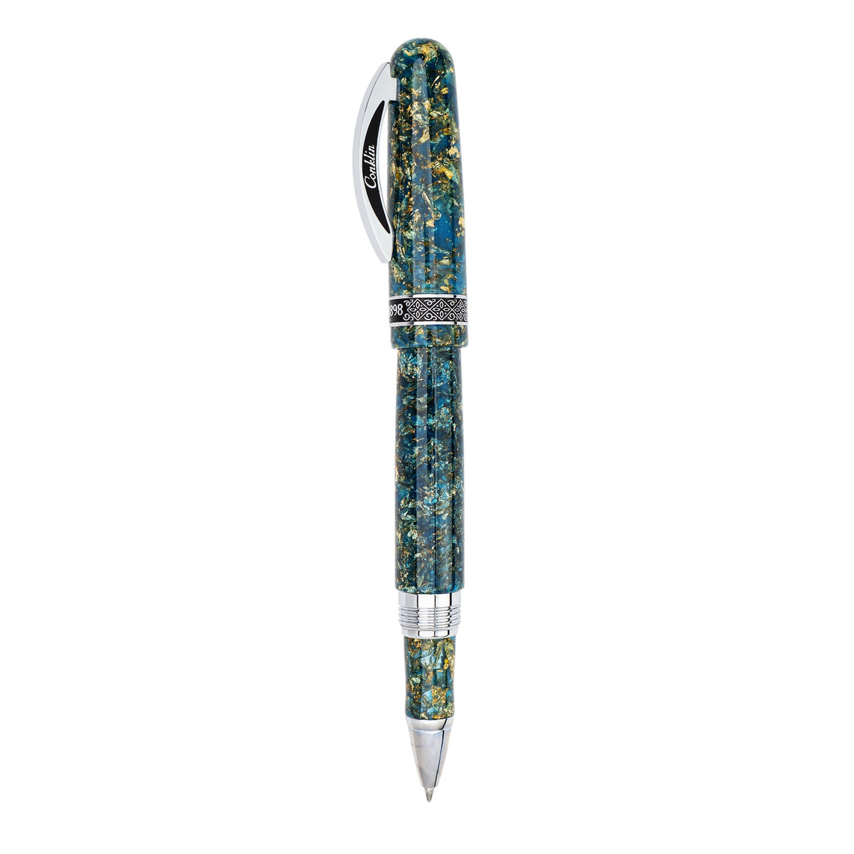 Conklin 1898 Solaris Rollerball Pen - Blue w/ Chrome Trim