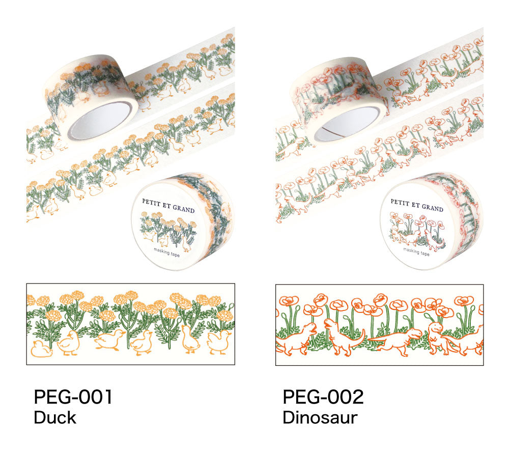 EL COMMUN Petit et Grand Masking Tape - Dinosaur