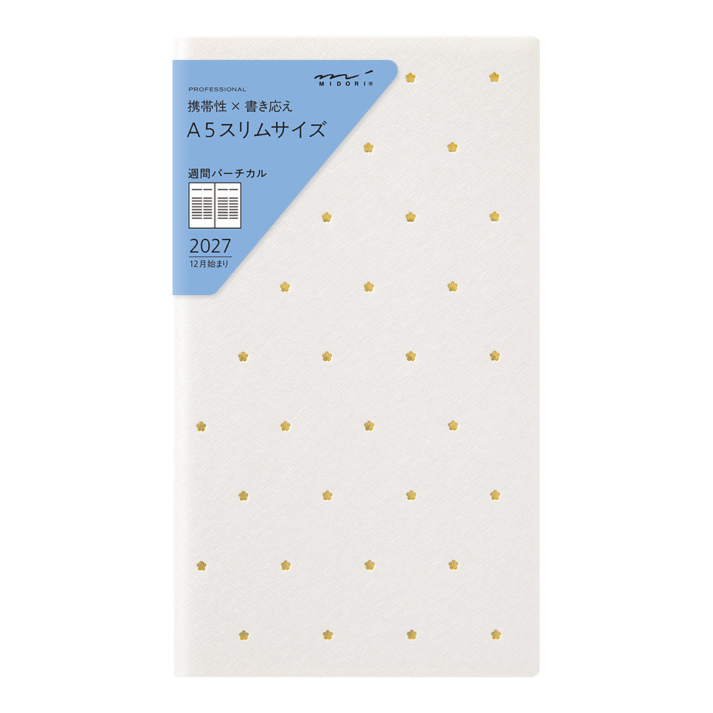 Midori Professional Diary A5 Slim Weekly Vertical - Flower