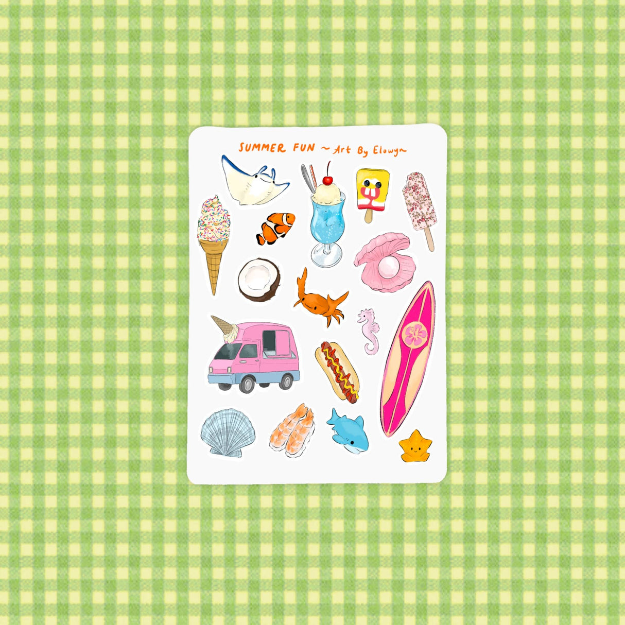 Art By Elowyn Summer Fun - 5" x 7" Sticker Sheet