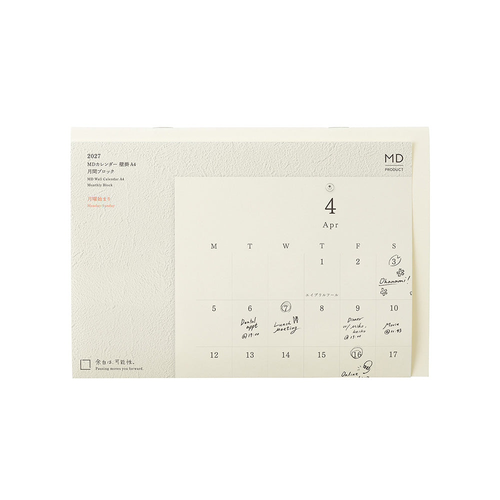 Midori MD Folded Wall Calendar - A4