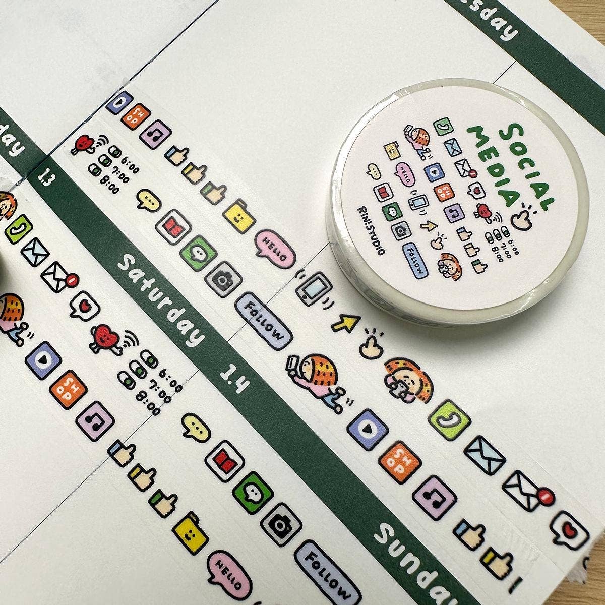 RiN! Studio Social Media Mini Washi Tape