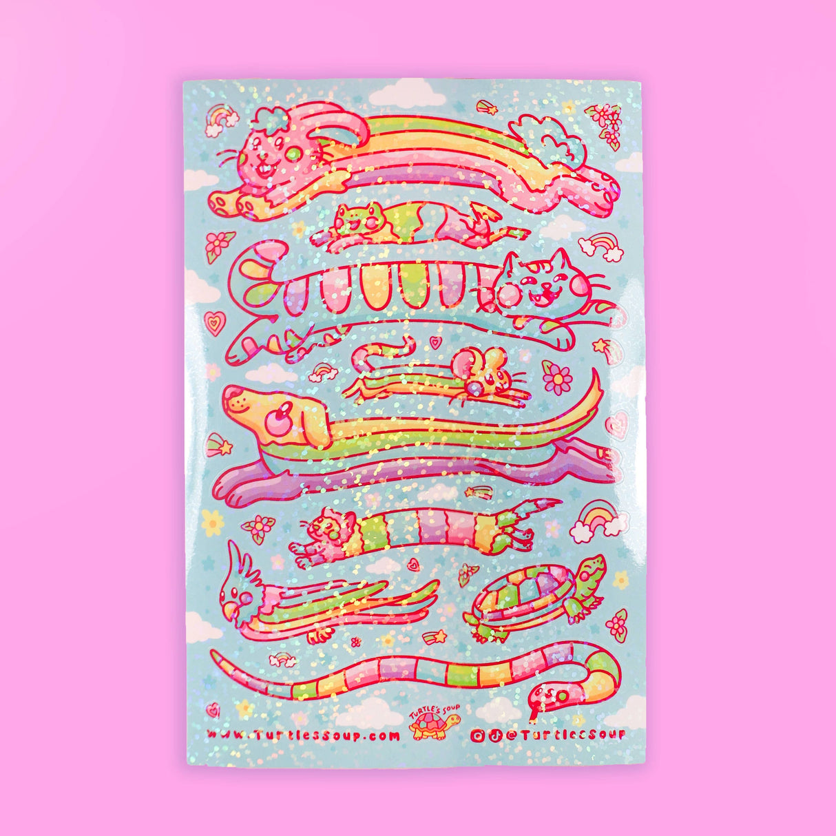 Rainbow Animals Vinyl Sticker Sheet