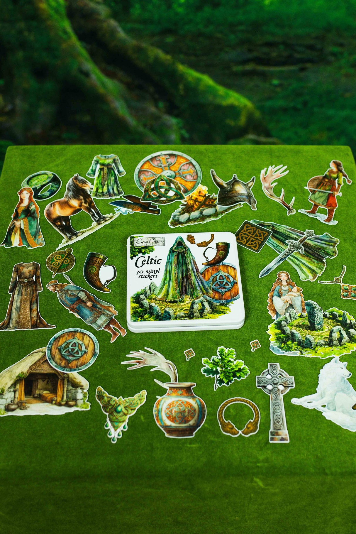 CoraCreaCrafts Celtic Sticker Tin Box