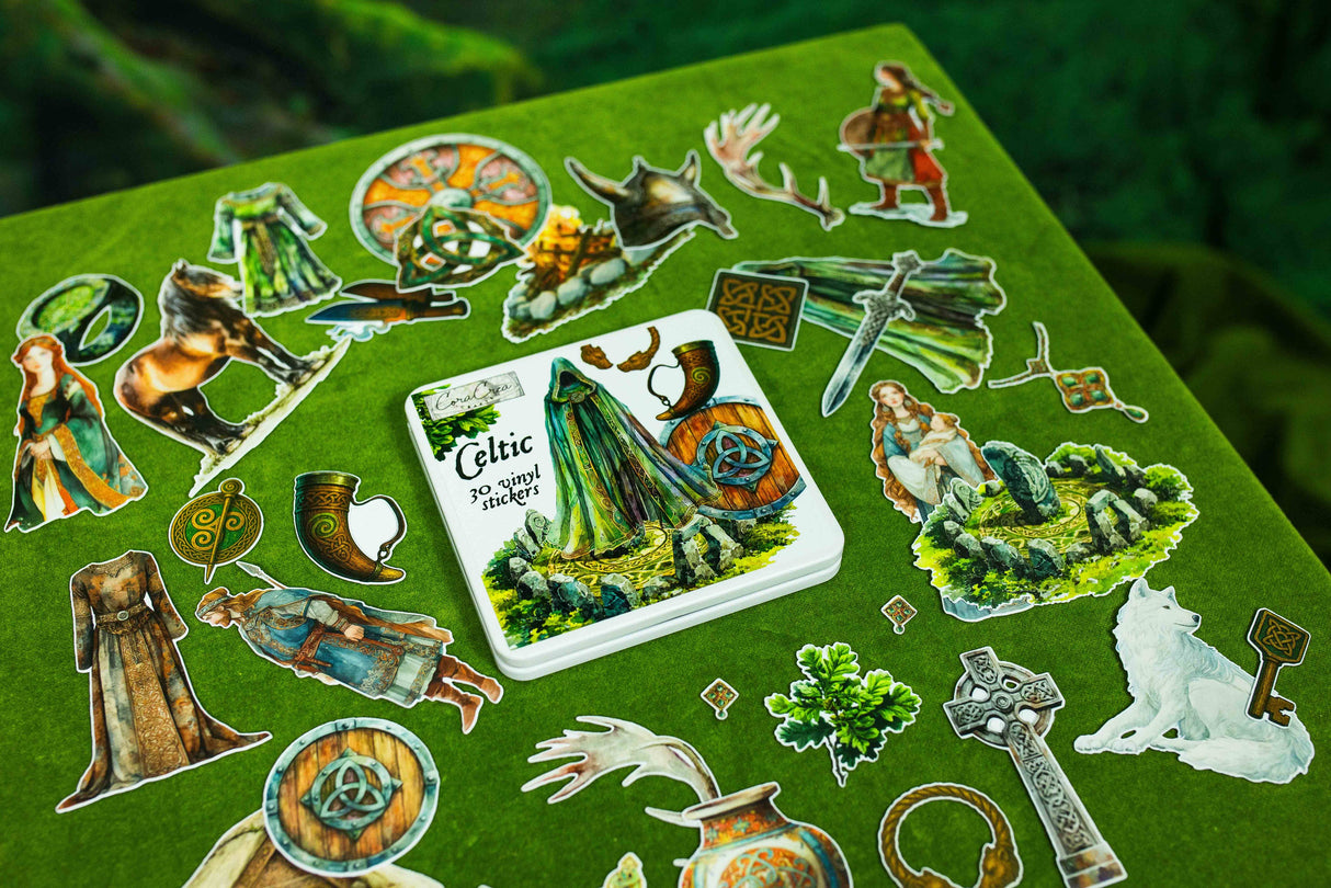 CoraCreaCrafts Celtic Sticker Tin Box