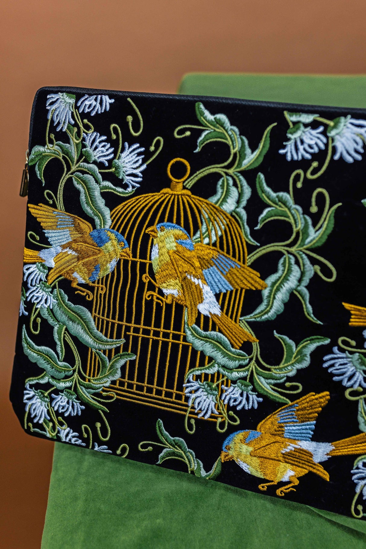 CoraCreaCrafts Bird Embroidered Notebook & Pouch