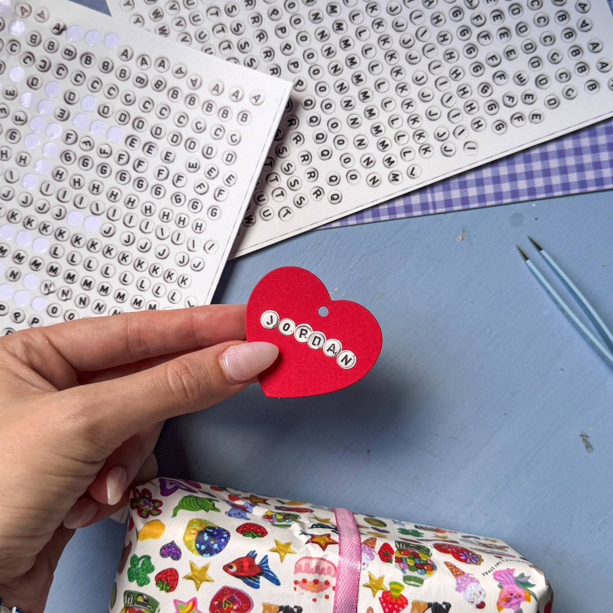 TINY STORE Bead Letter Stickers! (2 sheets, over 800 stickers)
