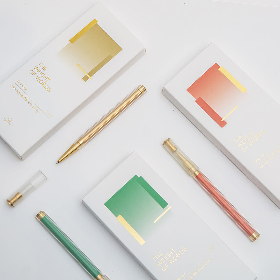 YStudio Glamour Evolve Elemental Rollerball Pen - Brass Gold