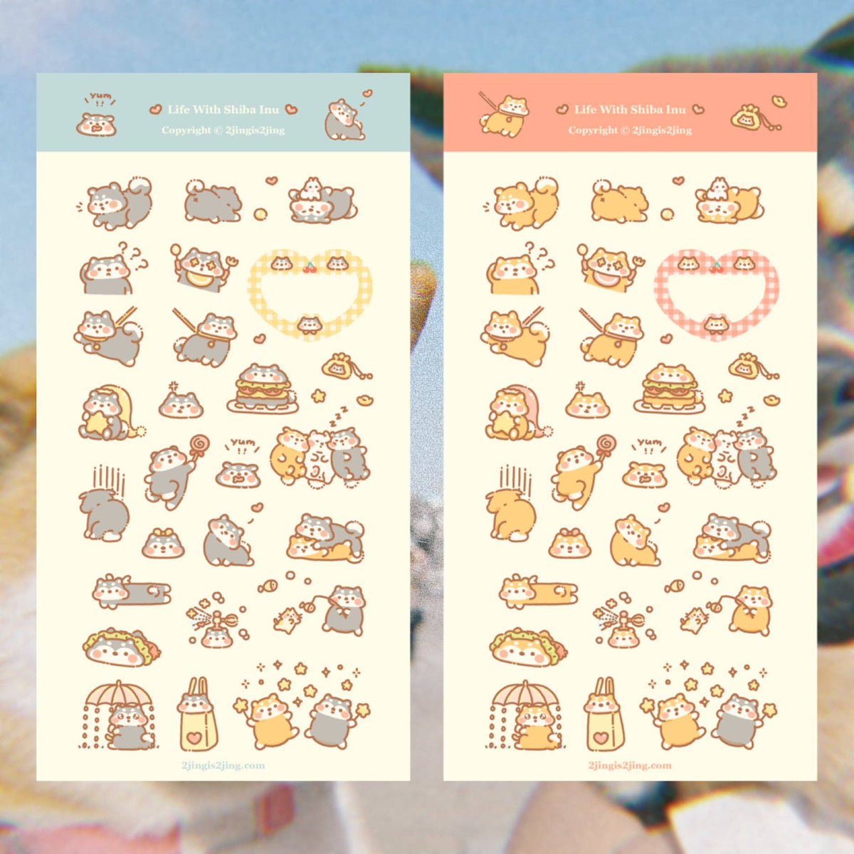 2jingis2jing Shiba Doodoo & Bobo Sticker Sheet