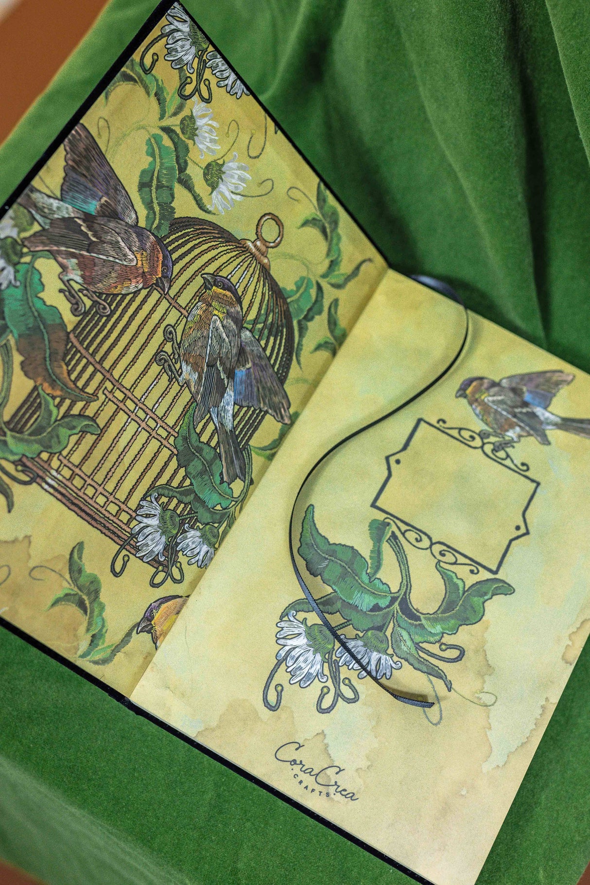 CoraCreaCrafts Bird Embroidered Notebook & Pouch