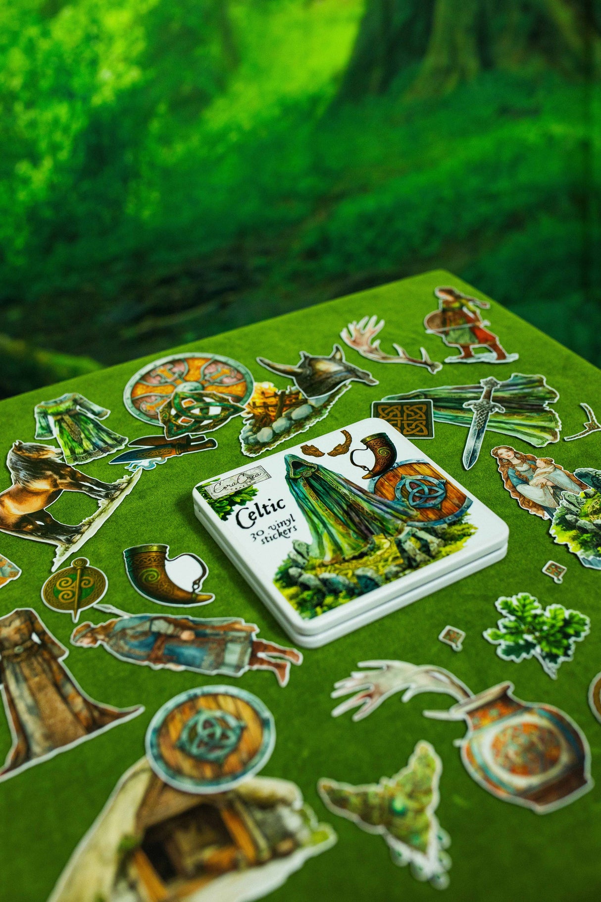 CoraCreaCrafts Celtic Sticker Tin Box