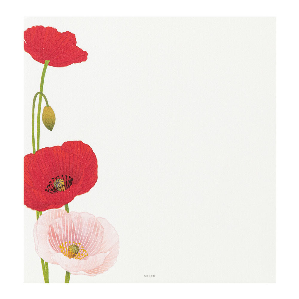 Midori Letter Pad - Four Designs Poppy