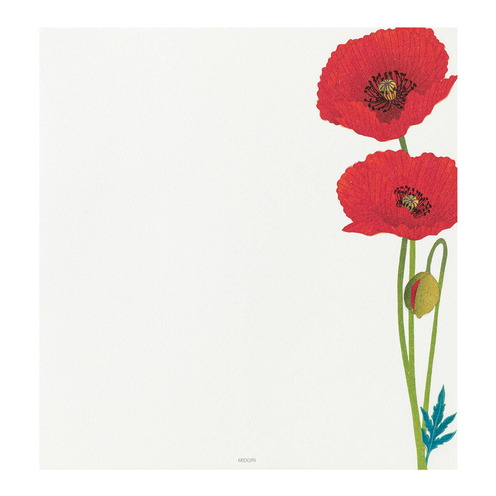 Midori Letter Pad - Four Designs Poppy