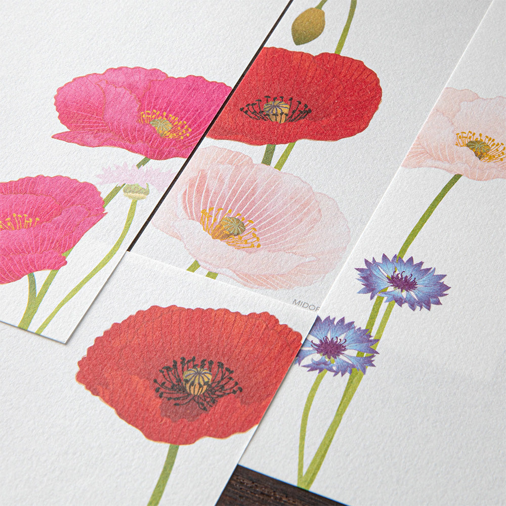 Midori Message Letter Pad - Four Designs Poppy